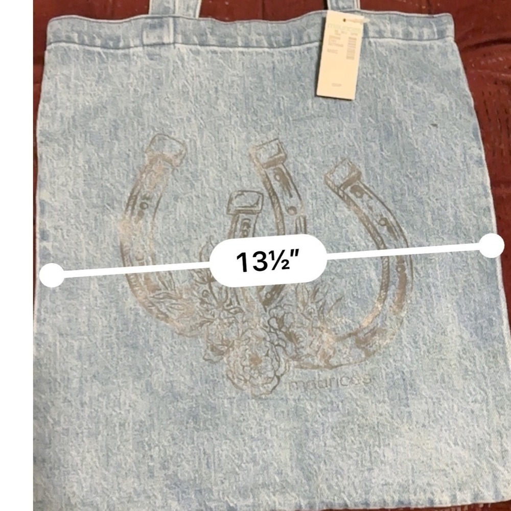 Maurice Horseshoes Denim Tote Western Style Fashion Purse Casual Handbag NEW - Picture 7 of 9